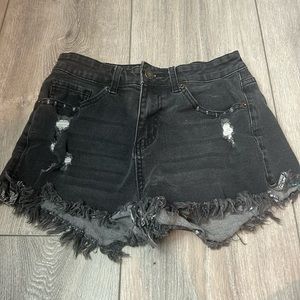 Mid rise black jean shorts